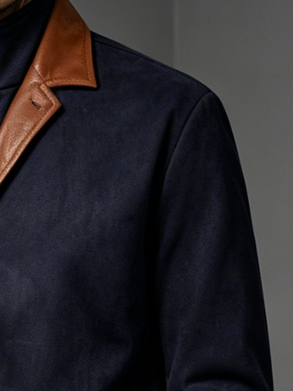 Men'S Retro Color-Block Lapel Jacket, Contrast Trim 3-Button Double Pocket Coat, Business Casual All-Season Outerwear (Free Gloves) P - Navy Color