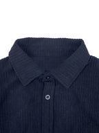 Men's Corduroy Button- Shirt Jacket with Chest Patch Pockets, Long Sleeves, Autumn/winter Casual Outerwear - Navy Color