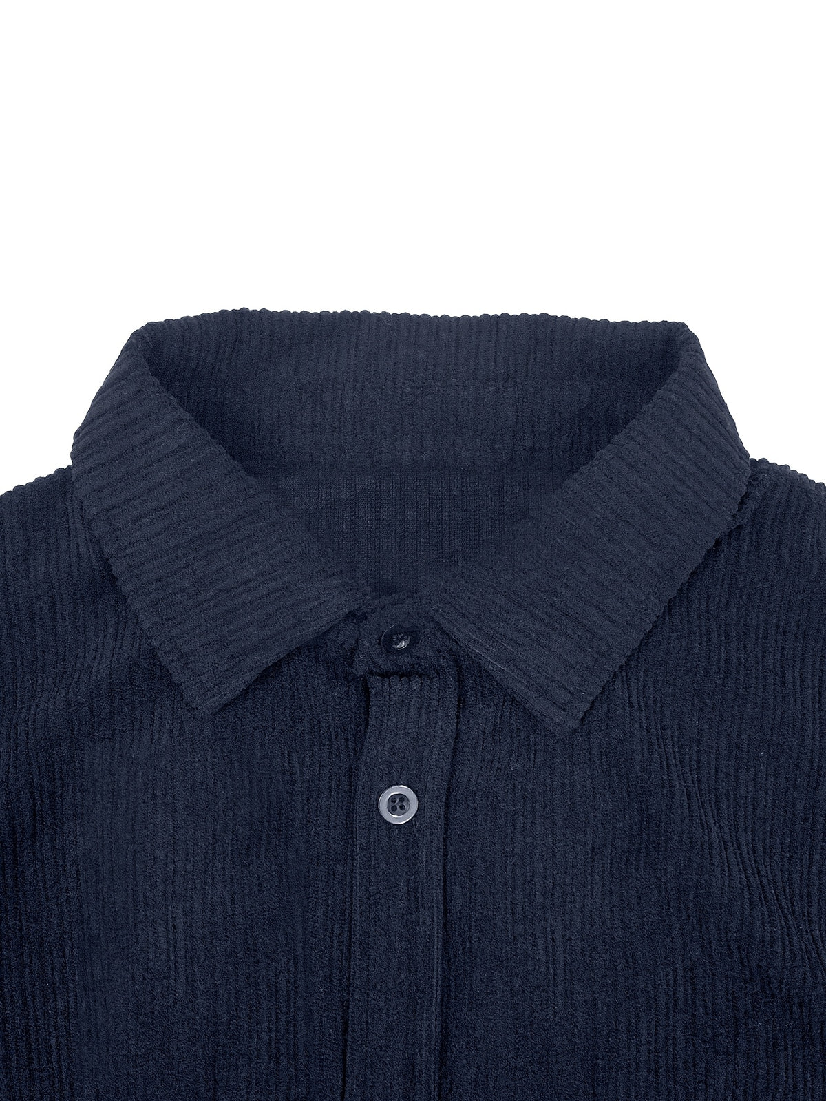 Men's Corduroy Button- Shirt Jacket with Chest Patch Pockets, Long Sleeves, Autumn/winter Casual Outerwear - Navy Color