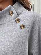 Women's Fashion High-Neck Sweatshirt - Light Grey