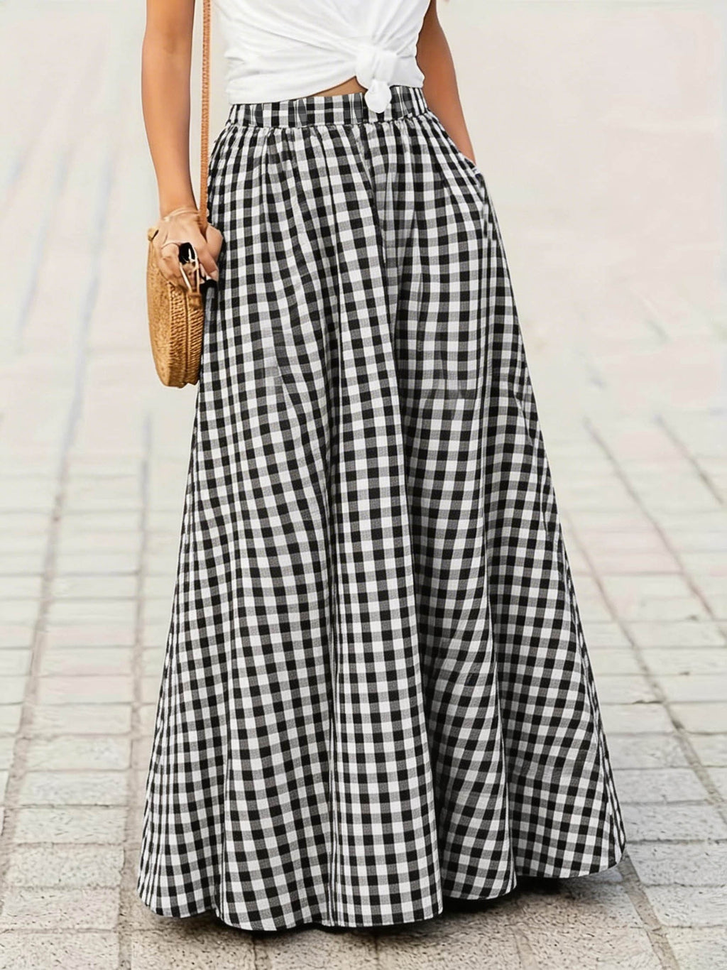 Ladies' Fashion Elegant Printed Skirt - Black