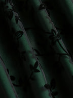 New High-Waisted Mesh Skirt with Loose Floral Embroidery A-Line for Women - Dark Green