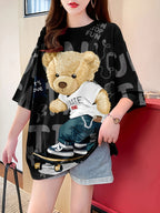 New Summer Fashion Plus-Size Women'S Loose-Fitting Mid-Length Cartoon Short-Sleeve T-Shirt - K172-B