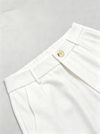 HMY (Beltless) "Elegance-Enhancing" Slightly Flared Suit Pants, High-Waist Commuter Trousers, Gentle and Versatile, Sure to Please + Taluan - White