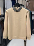 Autumn Men'S Faux Two-Piece Sweater, Shirt Collar Pullover Top, Autumn Top, Business Casual, Daily Outing, Warm And Comfortable, Ideal Gift, Knit - Off-white