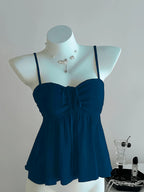 ZLLZ Women'S Cute Solid Color Cami Top, Summer - Navy Color