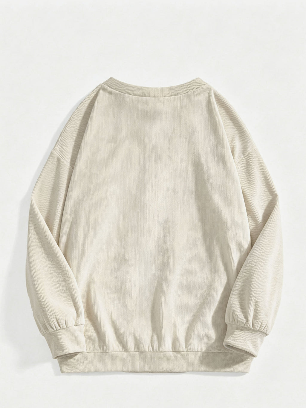 Women's Versatile, Casual-chic Round-neck Sweatshirt; Autumn Top; Fashionable Corduroy Long-sleeve Top for Work and Casual Attire; Loose Fit for Comfort, Soft Against the Skin, and Warm Without Looking Bulky; Simple Round Neckline with a Versatile - Apricot