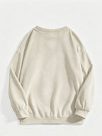 Women's Versatile, Casual-chic Round-neck Sweatshirt; Autumn Top; Fashionable Corduroy Long-sleeve Top for Work and Casual Attire; Loose Fit for Comfort, Soft Against the Skin, and Warm Without Looking Bulky; Simple Round Neckline with a Versatile - Apricot