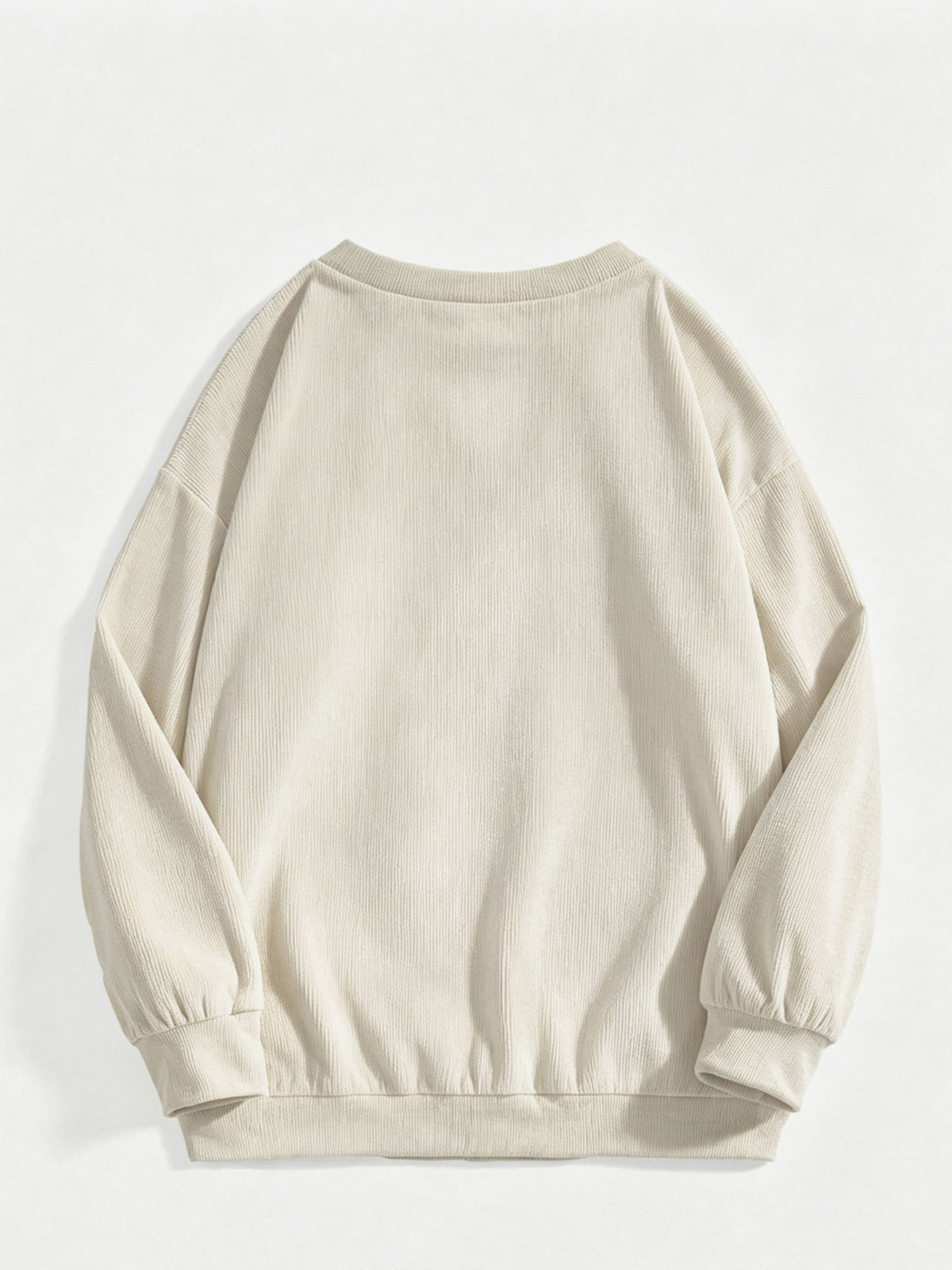 Women's Versatile, Casual-chic Round-neck Sweatshirt; Autumn Top; Fashionable Corduroy Long-sleeve Top for Work and Casual Attire; Loose Fit for Comfort, Soft Against the Skin, and Warm Without Looking Bulky; Simple Round Neckline with a Versatile - Apricot
