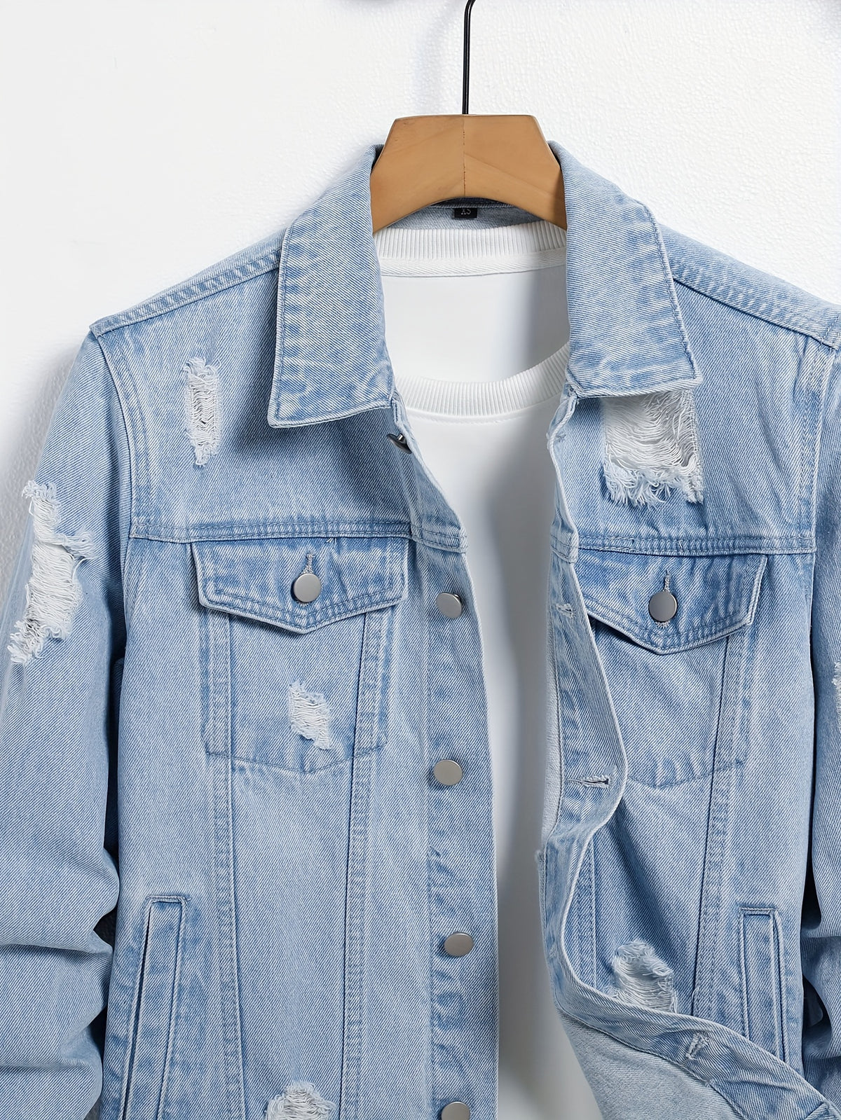 Men'S Denim Jacket - Light Washed Blue