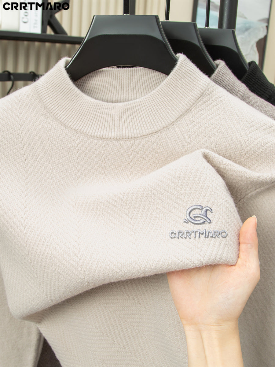 Katemar CRRTMARO Autumn/Winter Knitted 3D Solid Color V-Neck Vest, Basic Knit Pullover, Men's Fashion Sleeveless Knitwear, SS - Beige Color