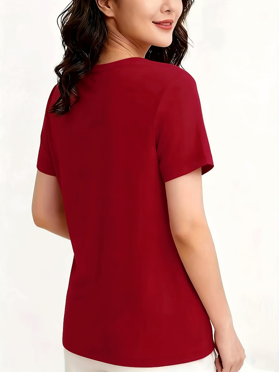Ladies Casual Fashion Two-Piece Top - Red