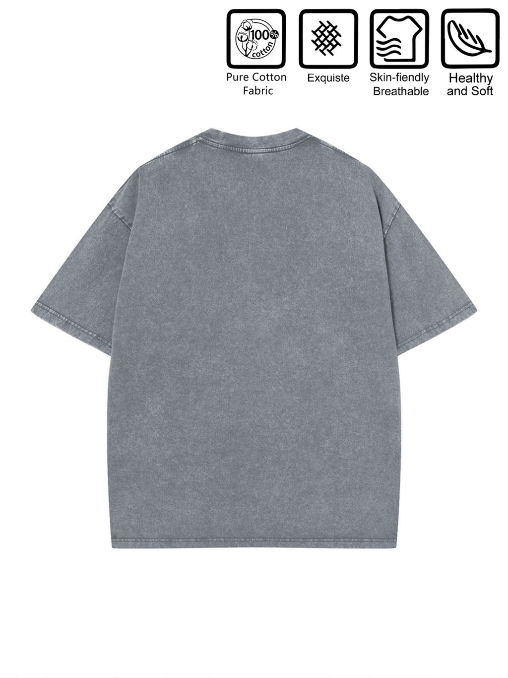 Warner Bros. Official  & Superman Classic Fusion S Logo Print Washed T-Shirt, American Vintage Streetwear Round Neck Short Sleeve, Men's 100% Pure Cotton Washed Casual Comfortable Versatile Loose Summer Short Sleeve T-Shirt, Suitable for Outdoor - Grey