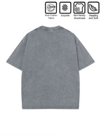Warner Bros. Official  & Superman Classic Fusion S Logo Print Washed T-Shirt, American Vintage Streetwear Round Neck Short Sleeve, Men's 100% Pure Cotton Washed Casual Comfortable Versatile Loose Summer Short Sleeve T-Shirt, Suitable for Outdoor - Grey