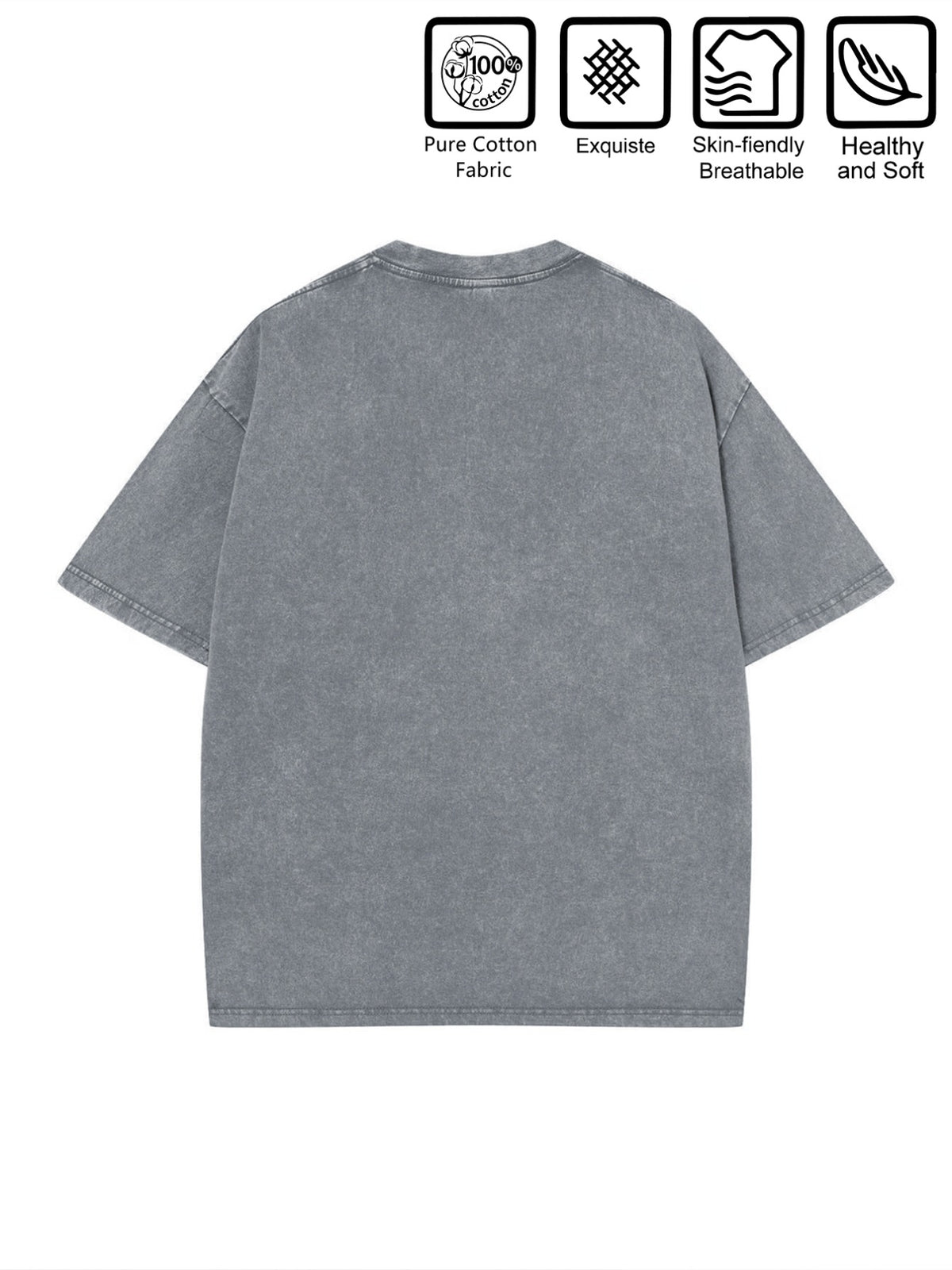 Warner Bros. Official  & Superman Classic Fusion S Logo Print Washed T-Shirt, American Vintage Streetwear Round Neck Short Sleeve, Men's 100% Pure Cotton Washed Casual Comfortable Versatile Loose Summer Short Sleeve T-Shirt, Suitable for Outdoor - Grey