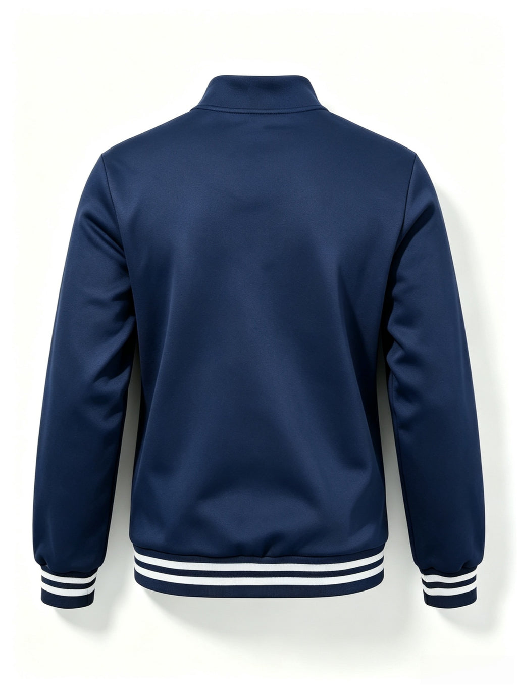 Men's Half-Zip Stand Collar Sweatshirt with Double Wing Pattern Chest Print, Striped Ribbed Cuffs, Loose Fit Athletic Casual Pullover - Navy Color