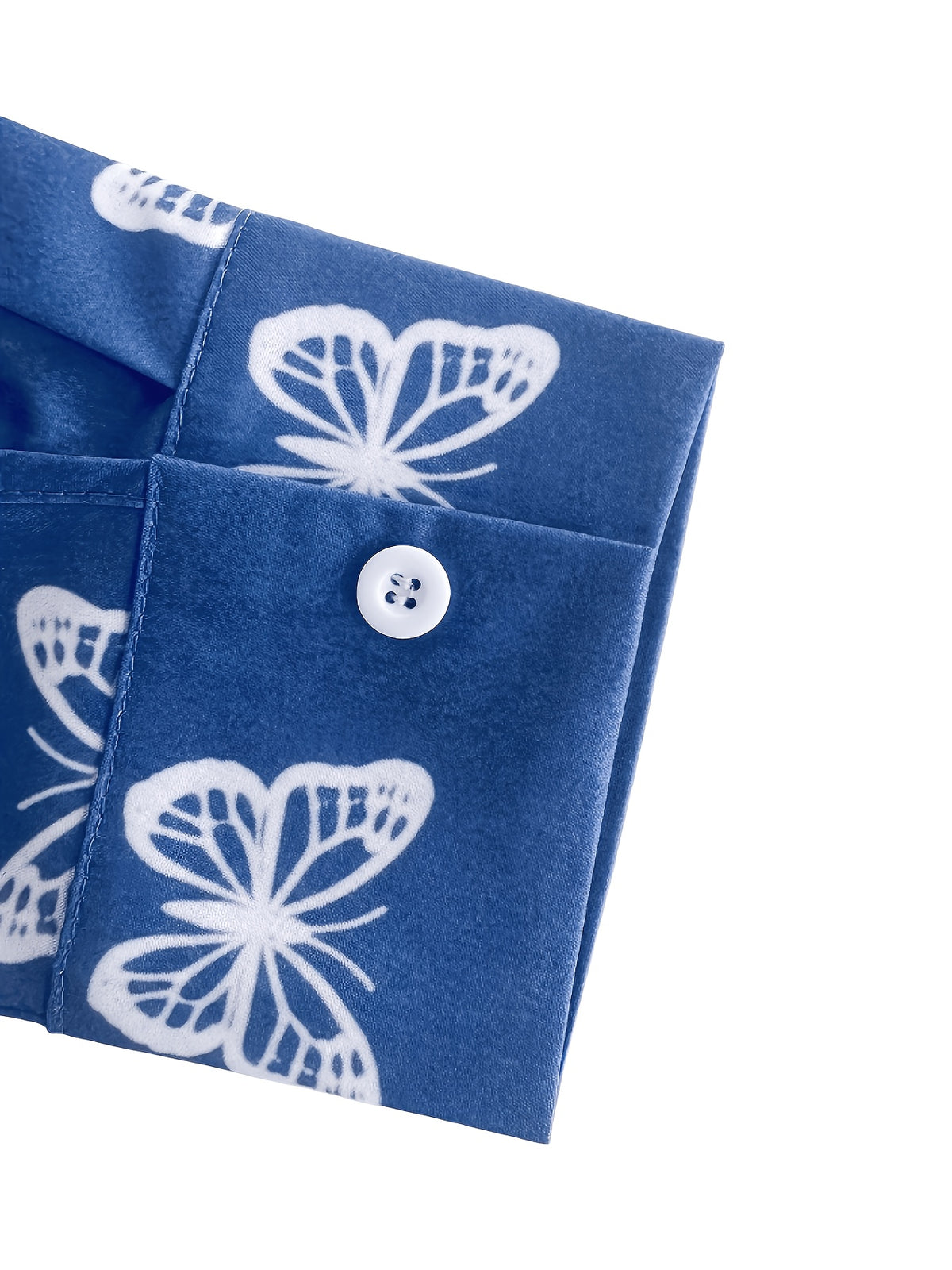 Women's Blue Butterfly Print Shirt Niannian - Blue