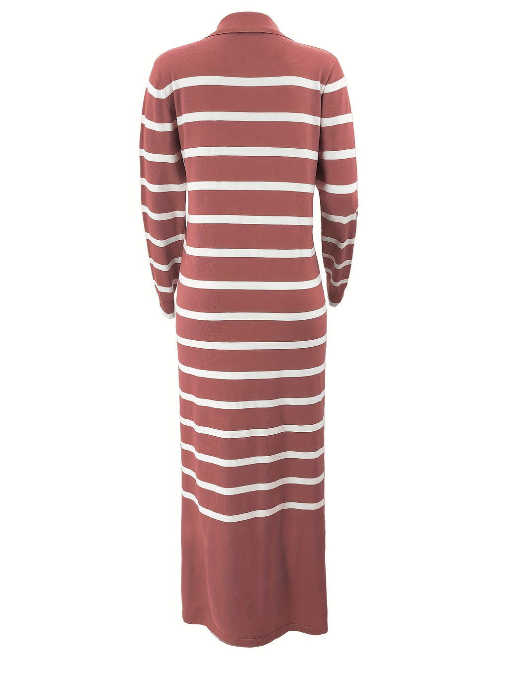 Ladies Middle Eastern Muslim Striped Dress - Peach