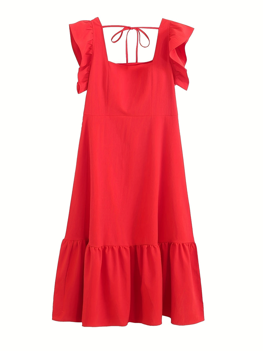 Casual Dress - Bright Red
