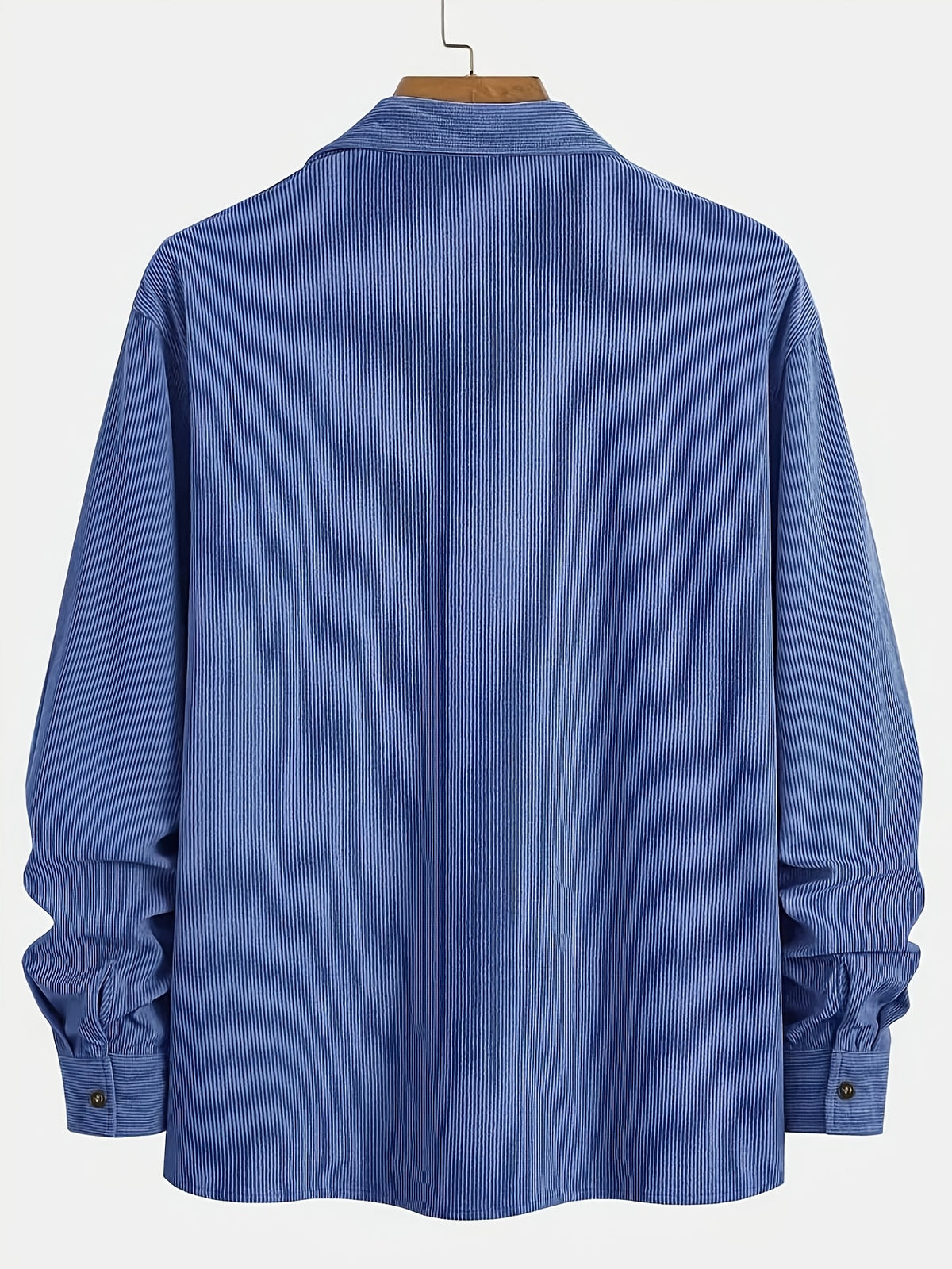 [Spring And Autumn Men'S Retro Corduroy Jacket ] Men'S Blue Corduroy Shirt, Retro Casual Long Sleeve Single, Loose Collar Button Top, Pocket Versatile Autumn Jacket, Halloween And Christmas Gift for Boyfriend And Father - Blue