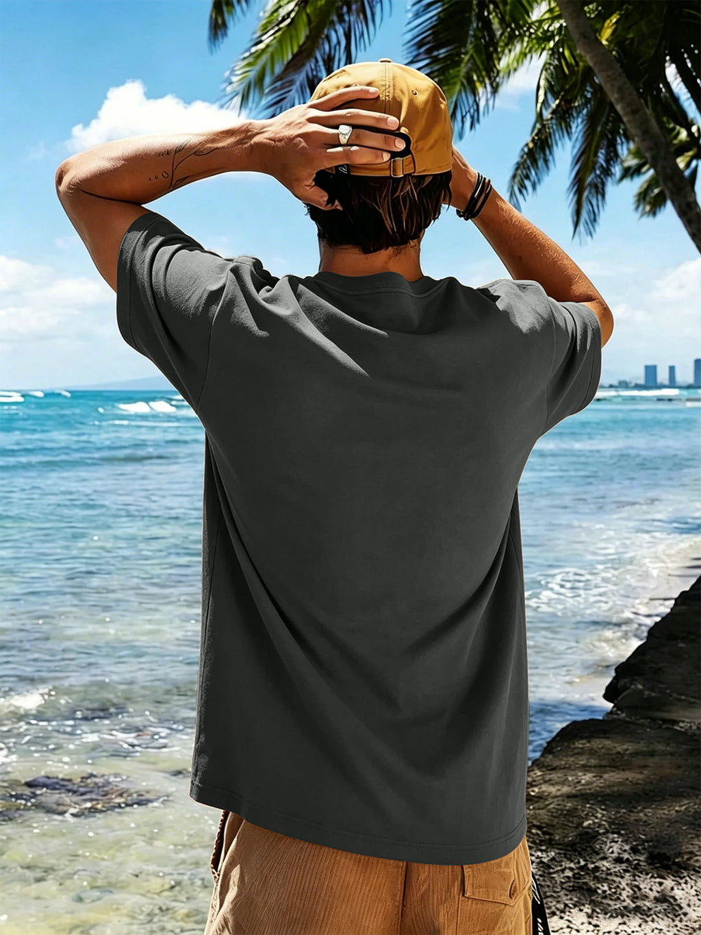 Men's New Pure Cotton Short Sleeve Round Neck T-Shirt, Comfortable, Soft, and Breathable, Perfect for Vacation, Leisure, and Daily Wear, a Summer Essential - Dark Gray