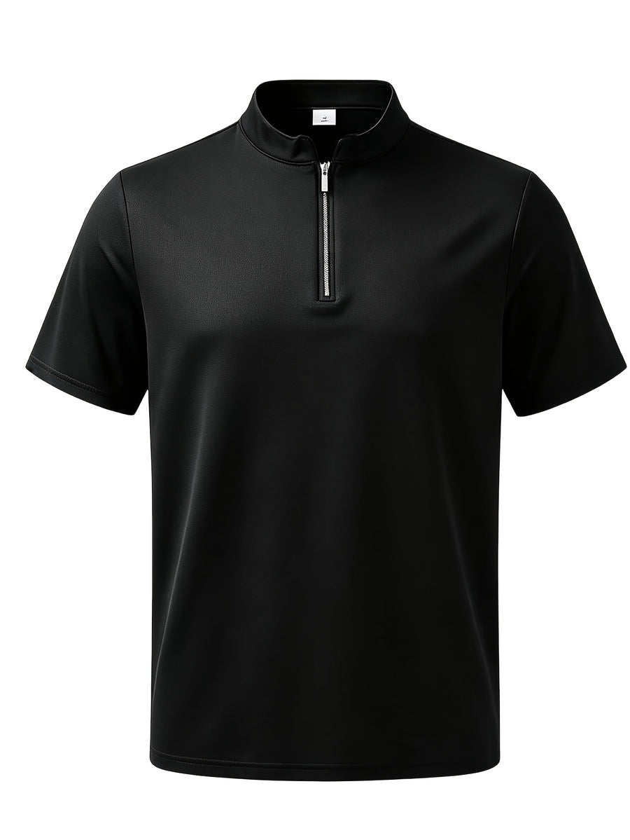 Men'S New Summer Fashion Polo Casual Breathable Comfortable Business T-Shirt Polo Shirt Stand-Up Collar Polo Shirt - Black
