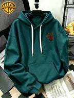 Authorized by Warner Bros., 2026 New Soren Helmet with Red Print, Men'S Hoodie, Hooded Sweatshirt, Kangaroo Pocket And Drawstring Hat, Suitable for Daily And Outdoor Sports Wear, Autumn And Winter Warm Jacket, Fashionable Jacket - Green
