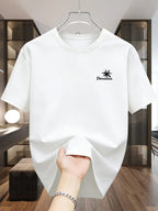 Men'S T-Shirt Short Sleeve, Coconut Letter Print, Easy Casual Style, Summer Vacation Daily Wear, Comfortable And Breathable Top - White