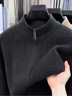 New Spring/Autumn Men's Solid Color Long-Sleeve Knit Sweater for Urban Mature Men's Casual Outdoor Fashion - Deep Gray