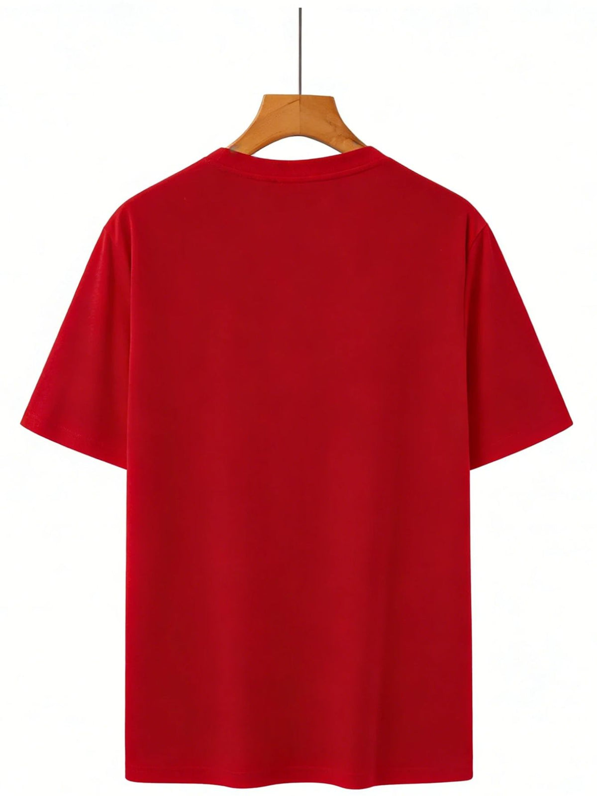 Casual Minimalist Style, Men's T-Shirt, Small Embroidered Letter Design, Summer Daily Wear, Gift for Boyfriend Or Husband - Red