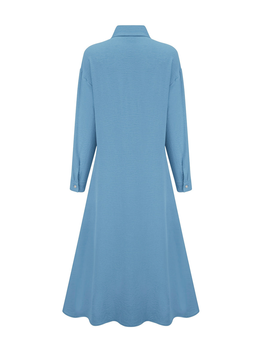 Women'S Fashion Long Shirt Dress, Dress - Blue