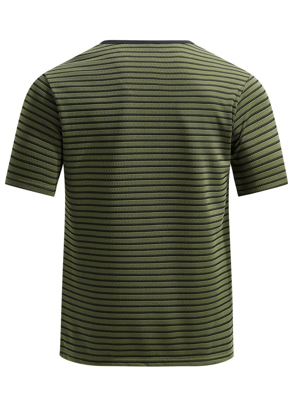 Men's Summer Short-Sleeve Color-Block Striped T-Shirt - Military Green