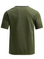 Men's Summer Short-Sleeve Color-Block Striped T-Shirt - Military Green