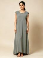 1pc Solid Color Elegant Casual Spring Autumn Suitable for Women'S Daily Base Layer Vest Abaya Muslim Dress Robe Summer Abaya - Dark Gray