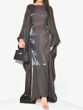 Middle Eastern Elegant Shimmer One Size Robe 8336-8 - Dark Gray