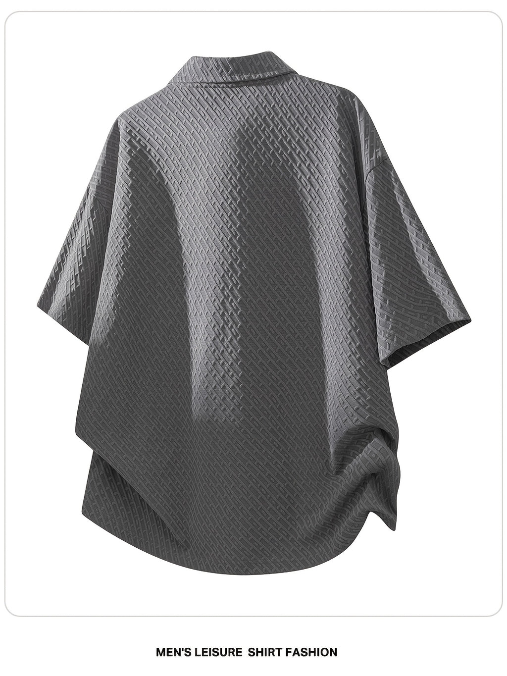 Men's Summer Fiber Fabric Lapel Short-Sleeve Polo T-Shirt, Streetwear Brand Diamond Check Casual Top - Grey
