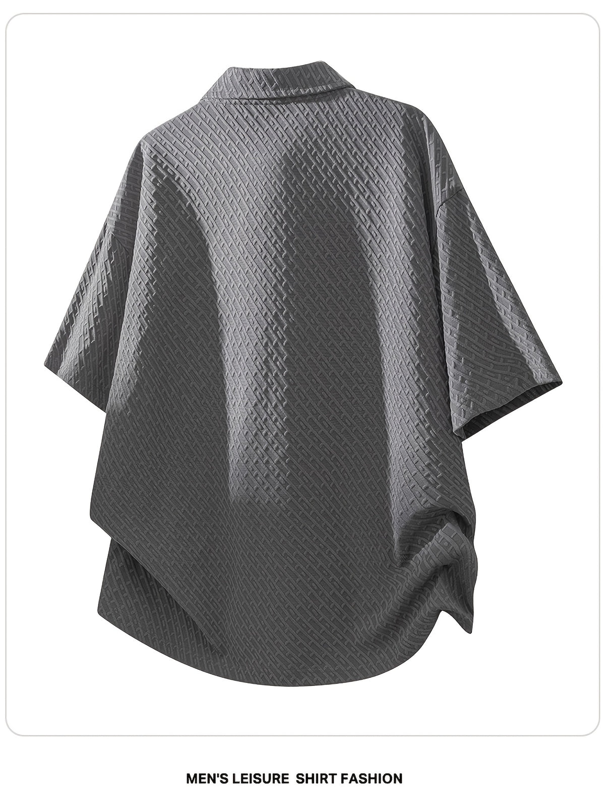 Men's Summer Fiber Fabric Lapel Short-Sleeve Polo T-Shirt, Streetwear Brand Diamond Check Casual Top - Grey