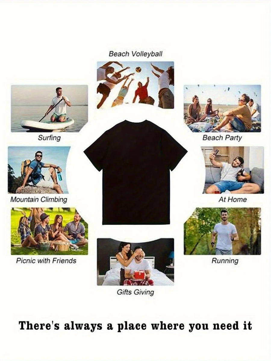 Men'S Geometric Pattern T-Shirt, Print on Premium Ink Round Neck T-Shirt, Breathable Fabric, Casual Street Style Short Sleeve Round Neck T-Shirt, Summer Fashion Choice, Street Trendy Style - Mixed colors