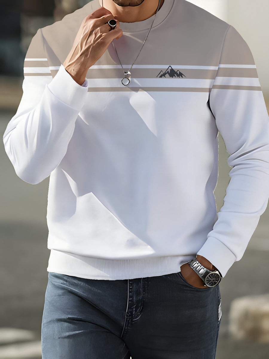New Fashion Trendy Round Neck Sweatshirt Long Sleeve Autumn Winter Print Round Neck Sweatshirt Men'S Top - Mixed colors