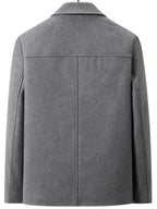 POPDOM Men's Wool Jacket, Autumn/winter Warm Windproof Thickened Design, with Decorative Flap Pockets on Both Sides, a Lapel Tweed Coat, Suitable for Business, Casual, and Party Occasions, a Very Mature and Steady Outerwear Piece - Grey