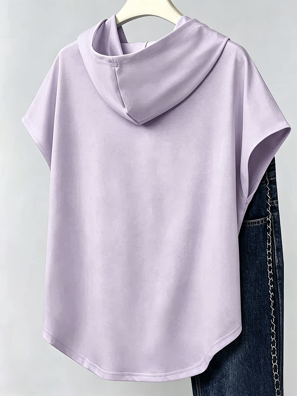 1pc Hooded Top Easy Line Design Casual All-Match Style Summer New Y2K Style Women'S Casual Athletic Wear Elegant Fashion Comfortable T-Shirt Top - Light Purple