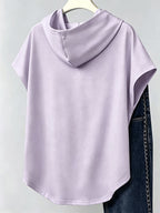 1pc Hooded Top Easy Line Design Casual All-Match Style Summer New Y2K Style Women'S Casual Athletic Wear Elegant Fashion Comfortable T-Shirt Top - Light Purple