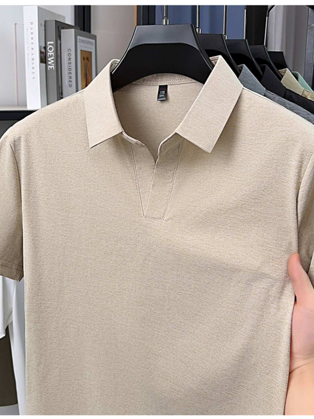 Summer New V-Neck Open Collar Chinese Style Short Sleeve Men'S T-Shirt, Cool Casual All-Match Thin Men'S Top, Refreshing Quick-Dry, Durable And Skin-Friendly Clothing BD58666 - Camel