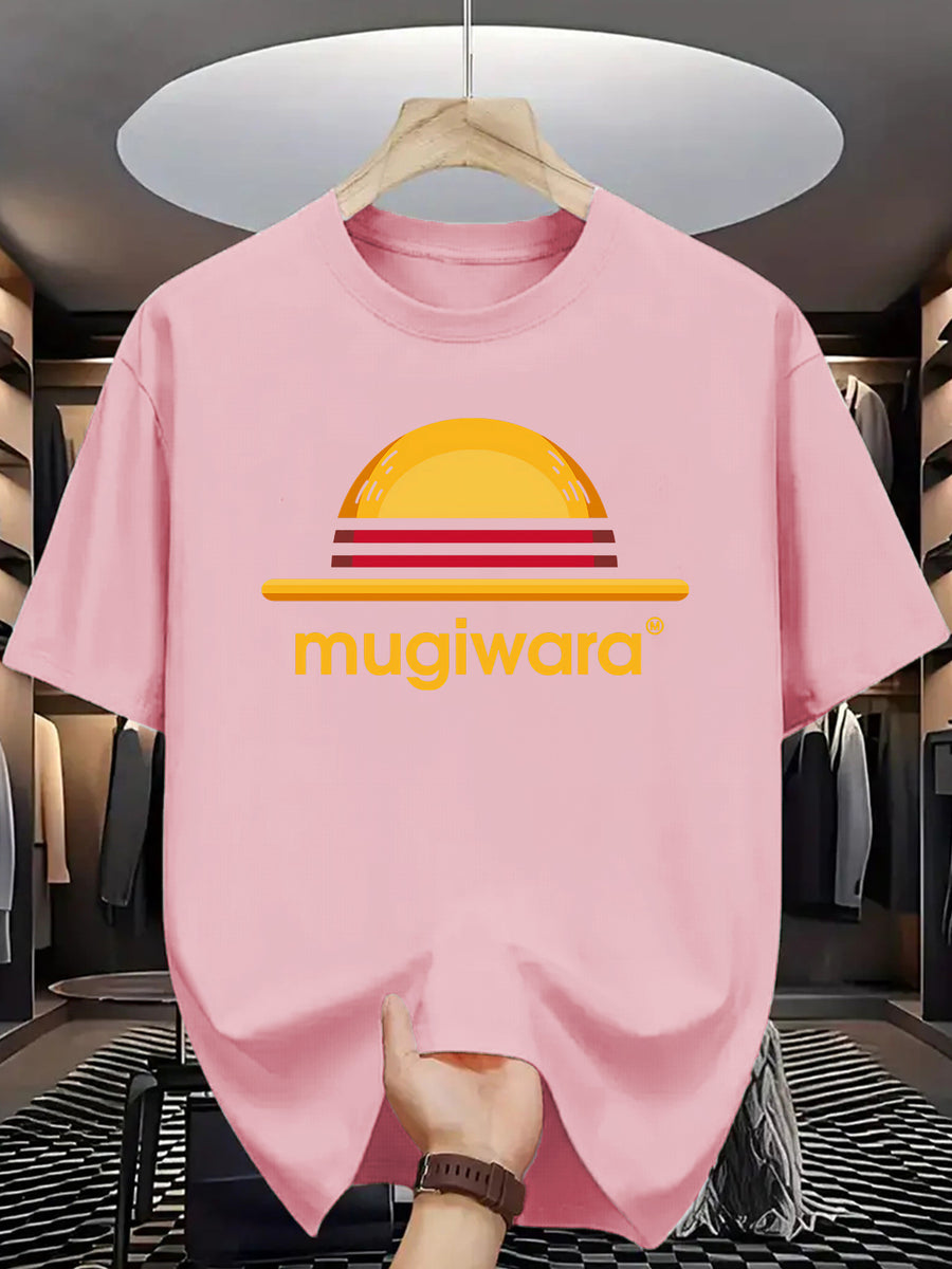 Summer Men's Fashion Print Short Sleeve T-Shirt - Pink