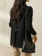 Women's Designer Blazer, 2026 New Style, Casual and Elegant Korean-Style Lapel Suit Jacket - Black