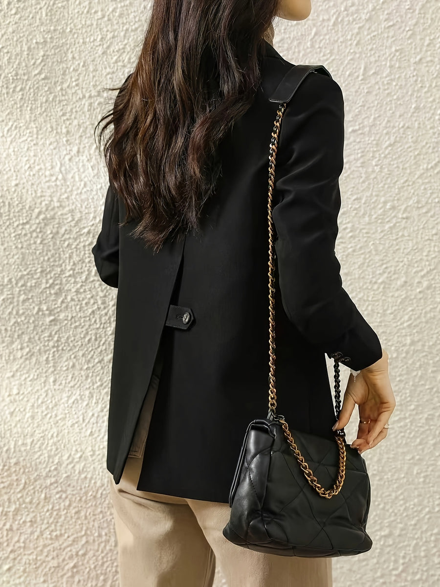 Women's Designer Blazer, 2026 New Style, Casual and Elegant Korean-Style Lapel Suit Jacket - Black