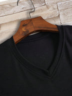 3-Pc Men'S V-Neck T-Shirts | Slim Fit | Suitable for Daily Wear, Parties, And Vacations - Black