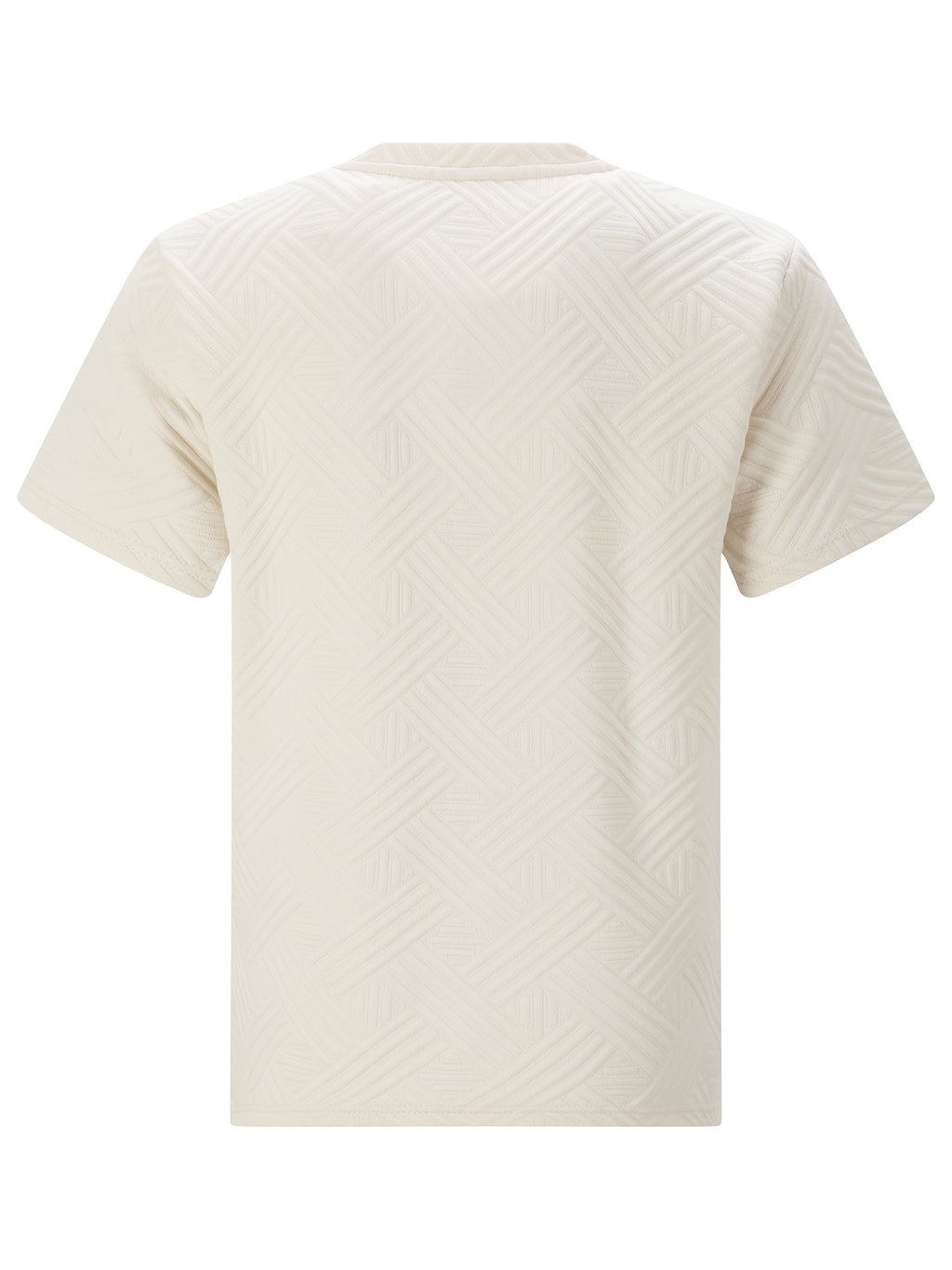 Men's Business Casual Sport Solid Color Crew Neck Jacquard T-Shirt - Khaki