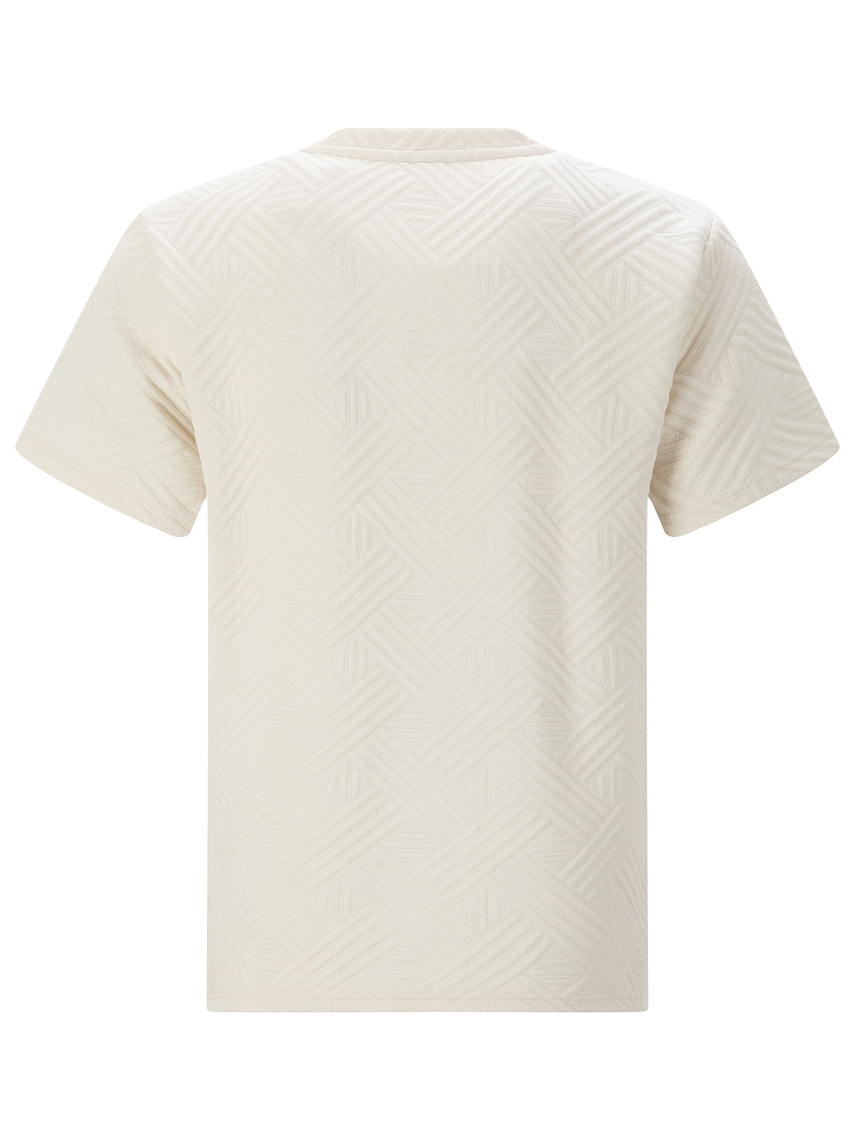 Men's Business Casual Sport Solid Color Crew Neck Jacquard T-Shirt - Khaki