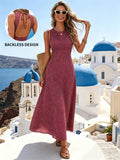 Fashion Women'S Clothing Spring And Summer Ladies Dress Polka Dot Print Sleeveless Backless Tie Long Dress Large Swing Skirt Retro/Old Money Style Slim Fit Breathable Drape Skin-Friendly Comfortable Suitable for Beach Vacation / Dating / Commuting - Red